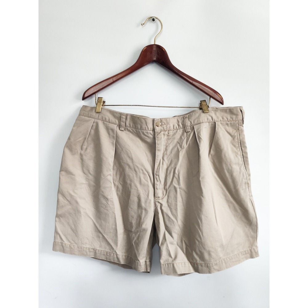 Vintage Polo Ralph Lauren Andrew Short 40 Khaki Pleated Chino Mens Cotton Tan